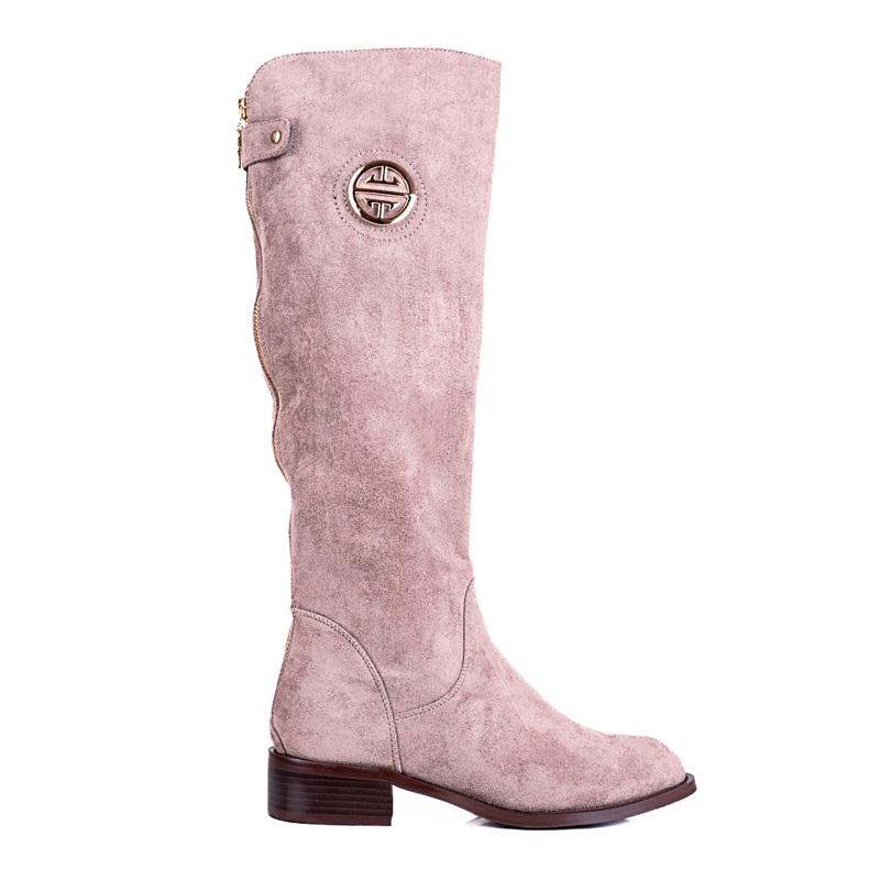 Botas femininas com um slider Shelovet decorativo bege