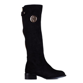 Botas pretas para mulher com fecho decorativo Shelovet preto