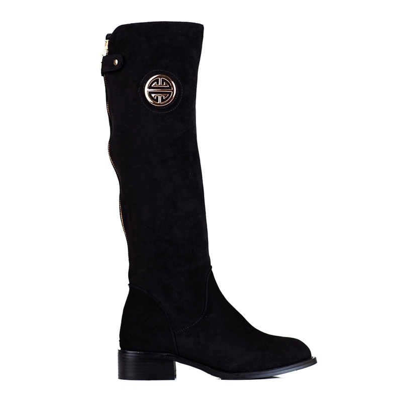 Botas pretas para mulher com fecho decorativo Shelovet preto