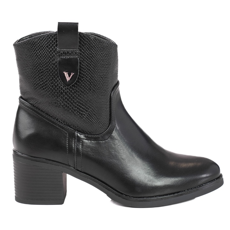 Botas pretas femininas em um poste S. Barski baixo preto