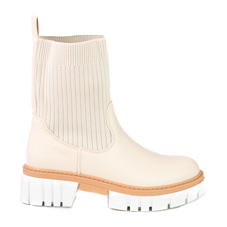Botas femininas Shelovet bege com cabedal flexível Botas femininas Shelovet bege com cabedal flexível