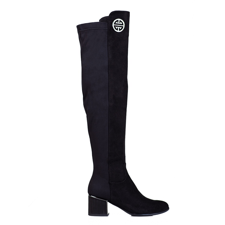 Botas de mulher pretas Shelovet em poste baixo preto