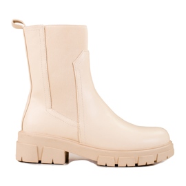 Botas Vinceza bege para mulher com cano alto