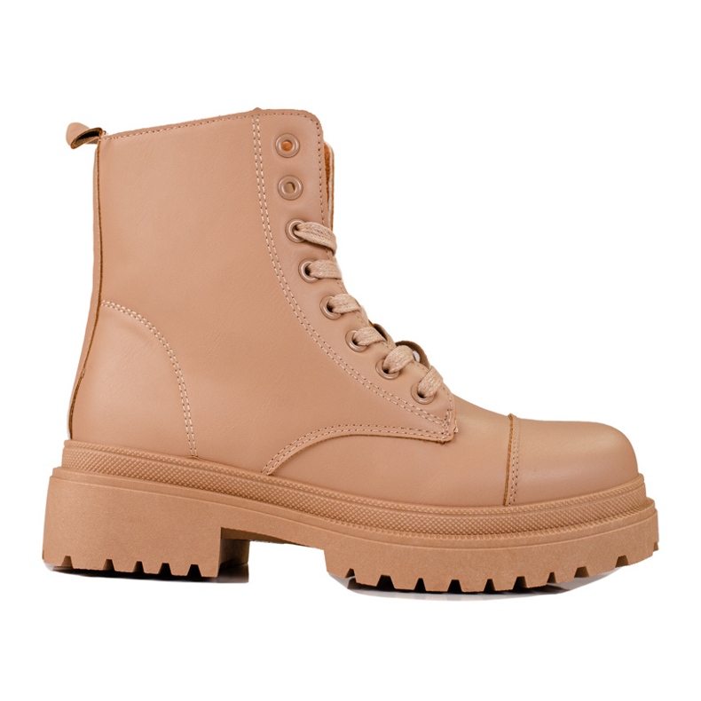 Shelovet botas bege com atacadores para mulher
