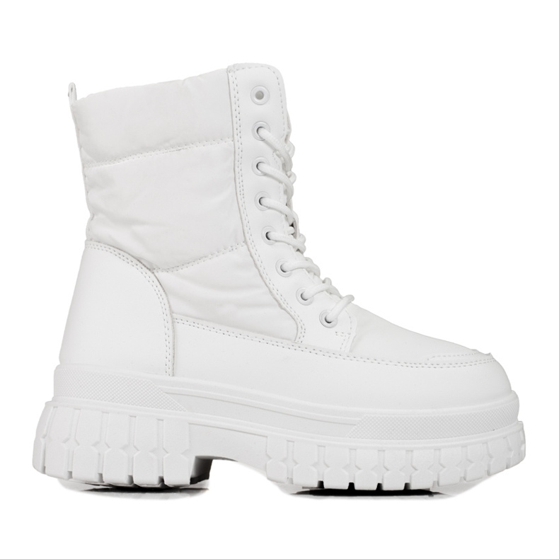 Botas de neve brancas de mulher com atacadores Shelovet branco Botas de neve brancas de mulher com atacadores Shelovet branco