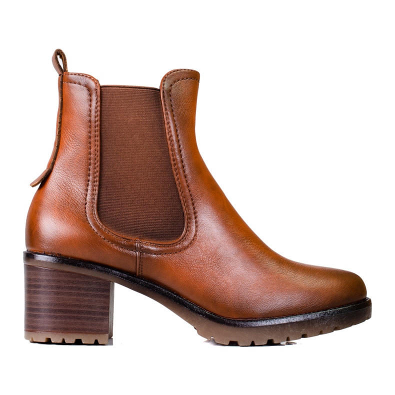 Botas femininas Shelovet Chelsea marrom no poste castanho