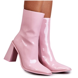 FS1 Botas femininas de couro envernizado Rosa Margit