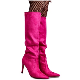 FS1 Botas de camurça rosa Carite com salto alto