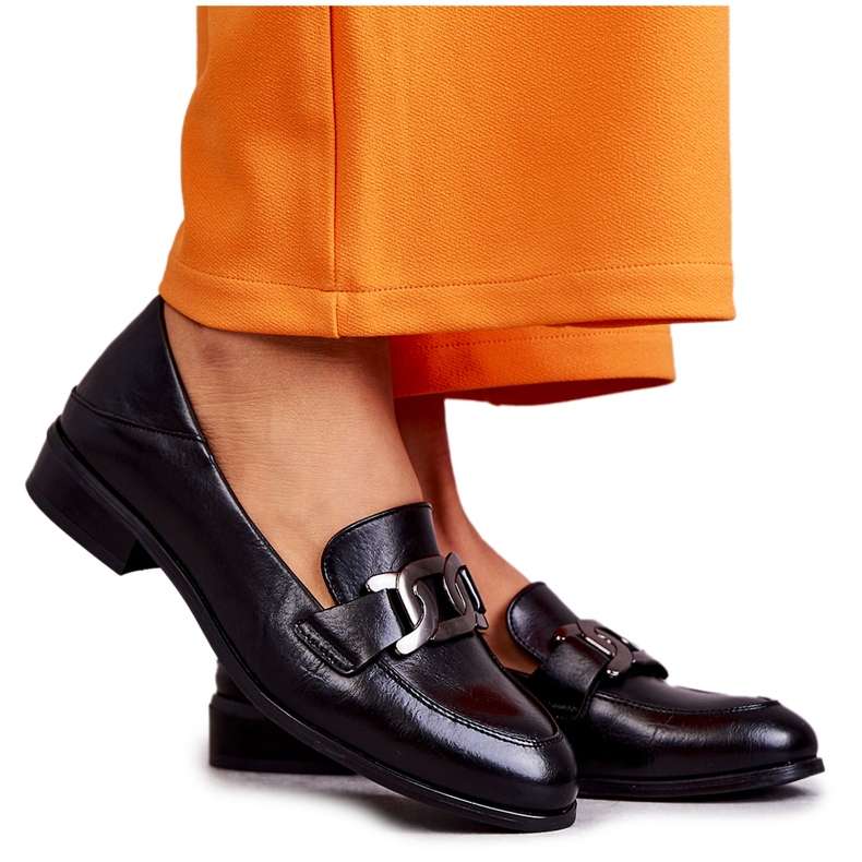 Vinceza Mocassins de couro elegantes em trígono preto