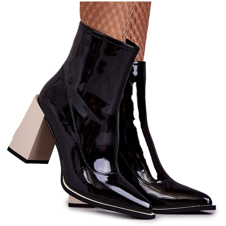 S.Barski Botas femininas com salto maciço preto