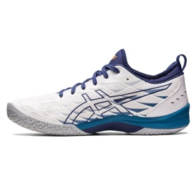 Asics Blast Ff 3 M 1071A076 100 tênis de handebol branco azul marinho