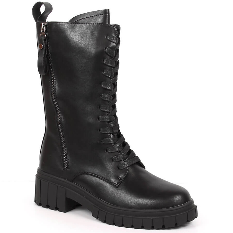 Bota cano baixo de couro preto Artiker