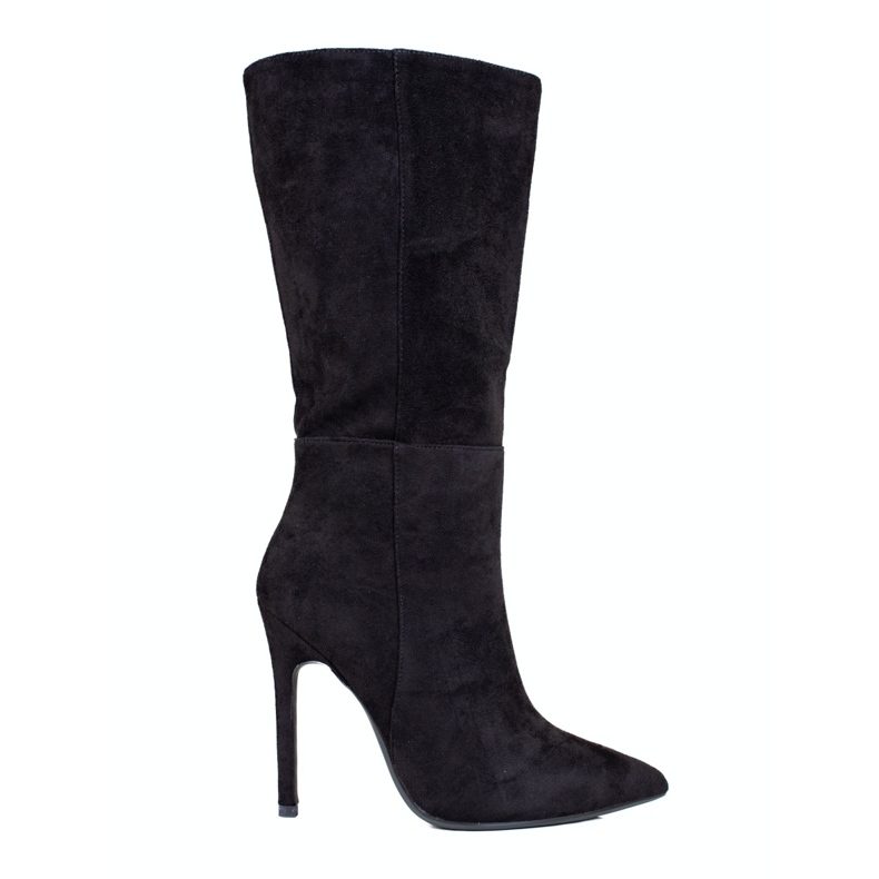 Botas femininas pretas de salto alto preto