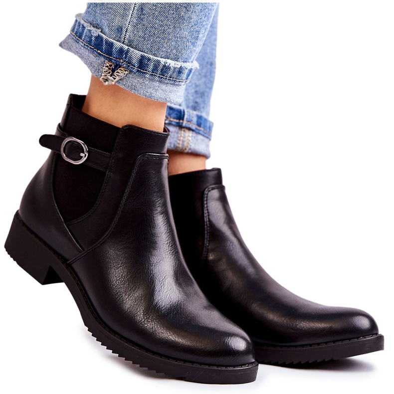 PJ1 Botas quentes femininas Jodhpur Black Janette preto