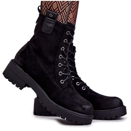 PJ1 Botas quentes de camurça preta Ritta com cadarço preto PJ1 Botas quentes de camurça preta Ritta com cadarço preto