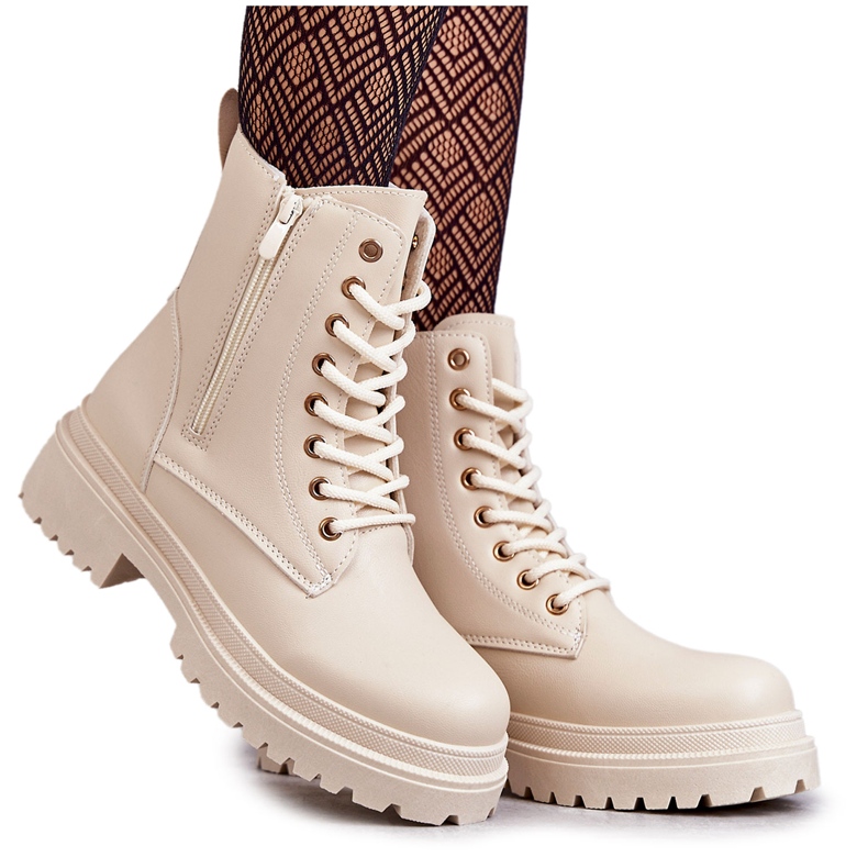 Botas femininas de couro quente bege claro Dorchen