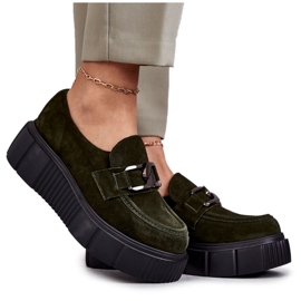 Sapatos de camurça da moda na plataforma Khaki Marsol verde