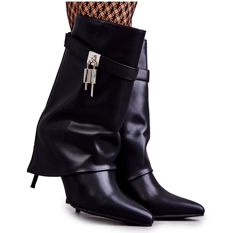 PG2 Botas de couro com salto alto Steffi preto