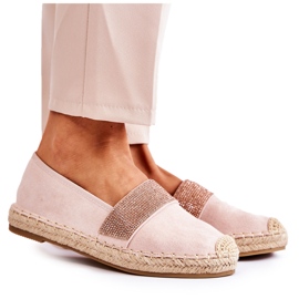 Alpercatas femininas slip-on com zircônias cúbicas rosa