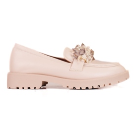 Mocassim feminino de camurça Shelovet com cristais bege