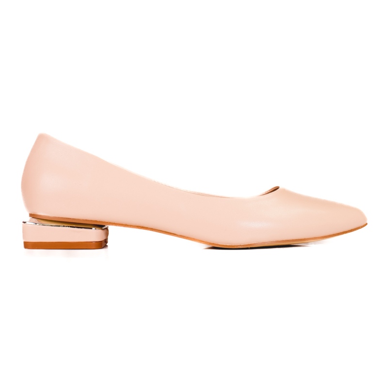 Sapatos femininos bege com salto baixo Shelovet