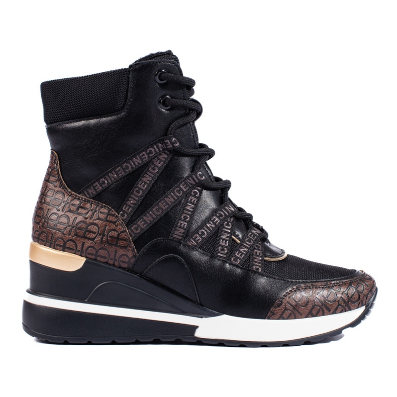 Botas esportivas femininas na cunha Vinceza preto