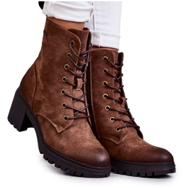 Vinceza Botas quentes femininas com salto alto marrom Grethe castanho
