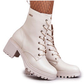 Vinceza Botas quentes femininas com salto alto bege claro Grethe