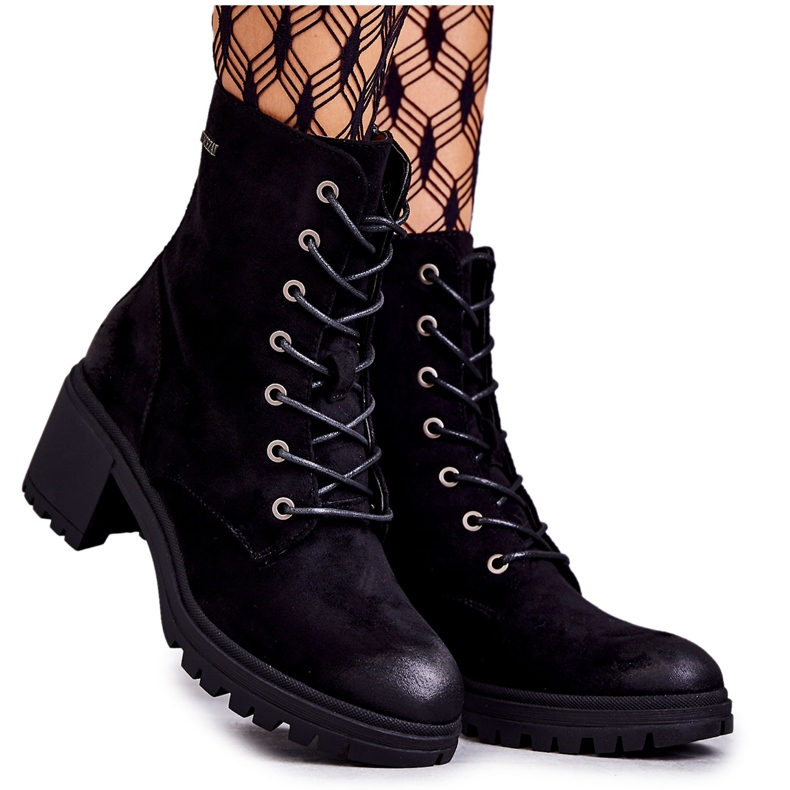 Vinceza Botas femininas de camurça no calcanhar Grethe preto