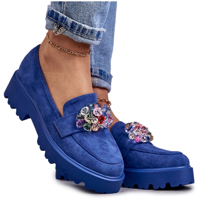 Vinceza Sapatos femininos de camurça com decoração azul Britt