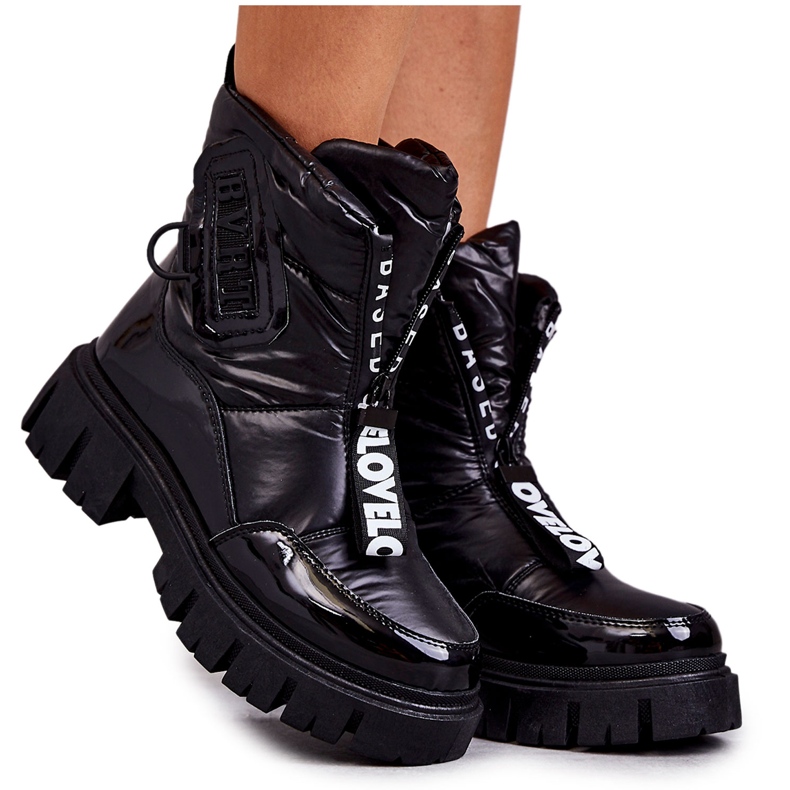 PM1 Botas de neve quentes pretas femininas com zíper Marit preto