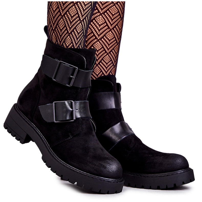 Botas femininas de camurça com zíper Preto Gritta