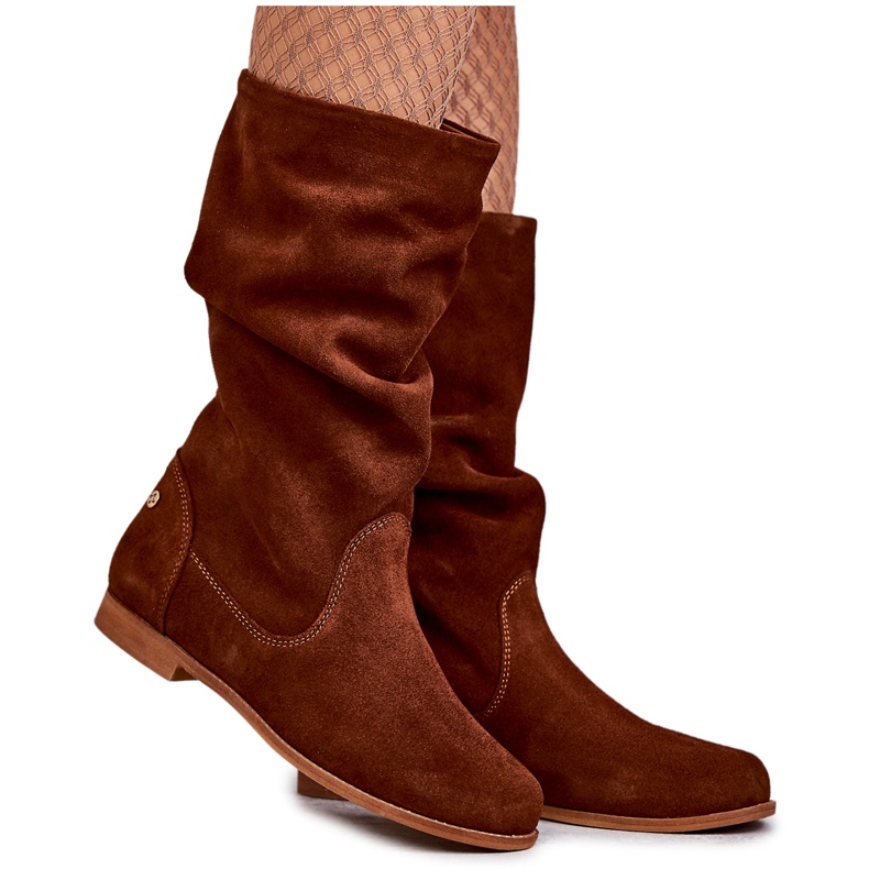 Botas Femininas de Camurça Maciejka 05057-29 Vermelha castanho