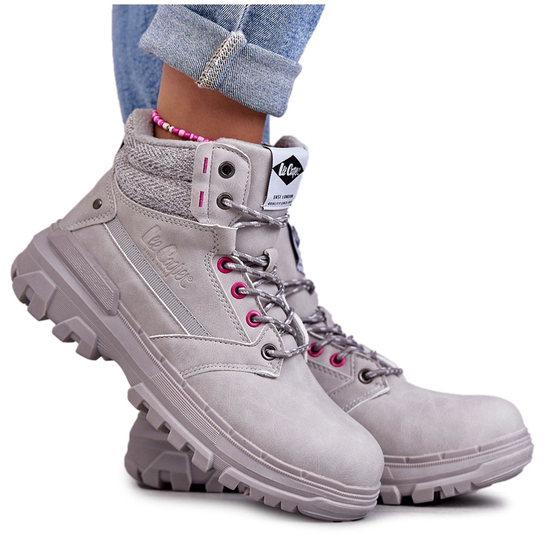 Botas quentes femininas Lee Cooper LCJ-22-01-1373 cinza