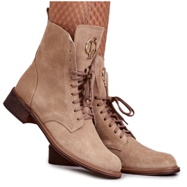 Botas de camurça com atacadores com decoração nicole 2750 bege