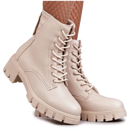 Vinceza Botas de couro com zíper bege tonje marrom