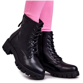 Vinceza Botas de couro com zíper preto Tonje