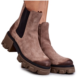 Botas femininas de camurça com plataforma Hilde bege castanho