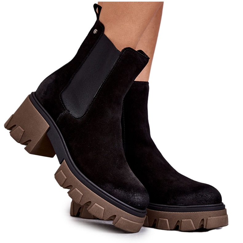 Botas femininas de camurça com plataforma preta Hilde preto Botas femininas de camurça com plataforma preta Hilde preto