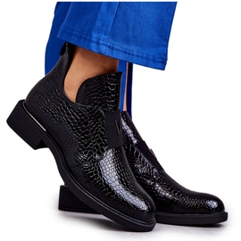 Vinceza Botas lacadas com recortes em salto plano Preto Eunice