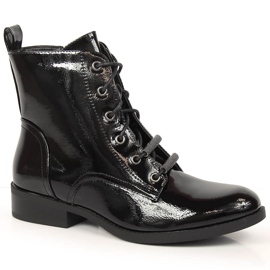 S.Barski Botas de salto plano lacadas e isolantes para mulher por S. Bararski preto