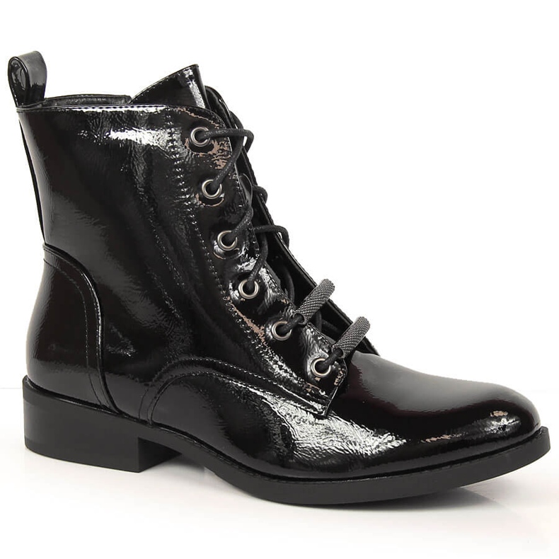 S.Barski Botas de salto plano lacadas e isolantes para mulher por S. Bararski preto