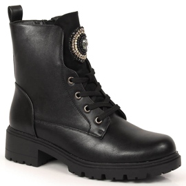 S.Barski Botas femininas pretas com contas isoladas em preto S. Barski S.Barski Botas femininas pretas com contas isoladas em preto S. Barski