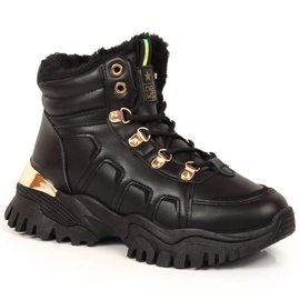 News Botas de neve plataforma de mulher com pelo preto NOTÍCIAS