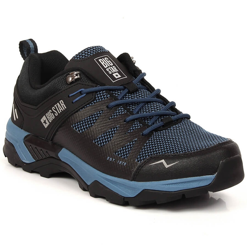 Tênis esportivo de trekking masculino preto e azul Big Star KK174106