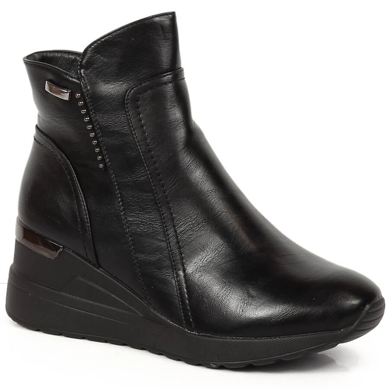 Botas de cunha feminina pretas com isolamento Jezzi JEZ372 preto Botas de cunha feminina pretas com isolamento Jezzi JEZ372 preto