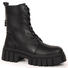Botas plataforma pretas Sergio Leone com isolamento preto