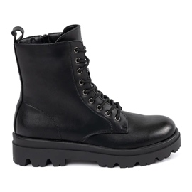 Botas pretas Shelovet com atacadores para mulher preto Botas pretas Shelovet com atacadores para mulher preto