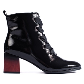 W. Potocki Botas femininas patenteadas com atacadores Potocki preto W. Potocki Botas femininas patenteadas com atacadores Potocki preto