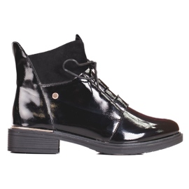 Botas femininas elegantes com cadarço Shelovet preto